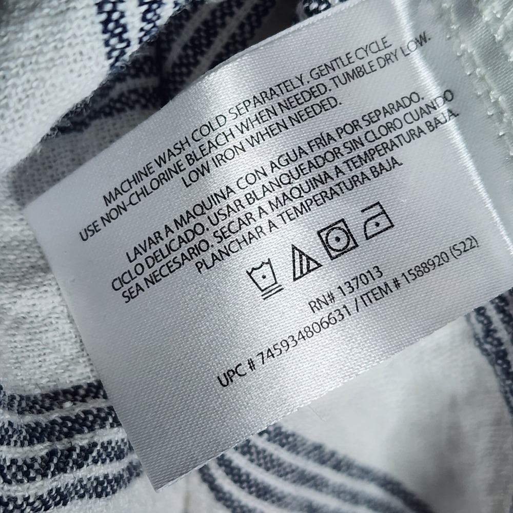 Orvis Linen Shirt Womens Size XL Blue White Striped Long Sleeve Coastal Classic - Picture 6 of 6